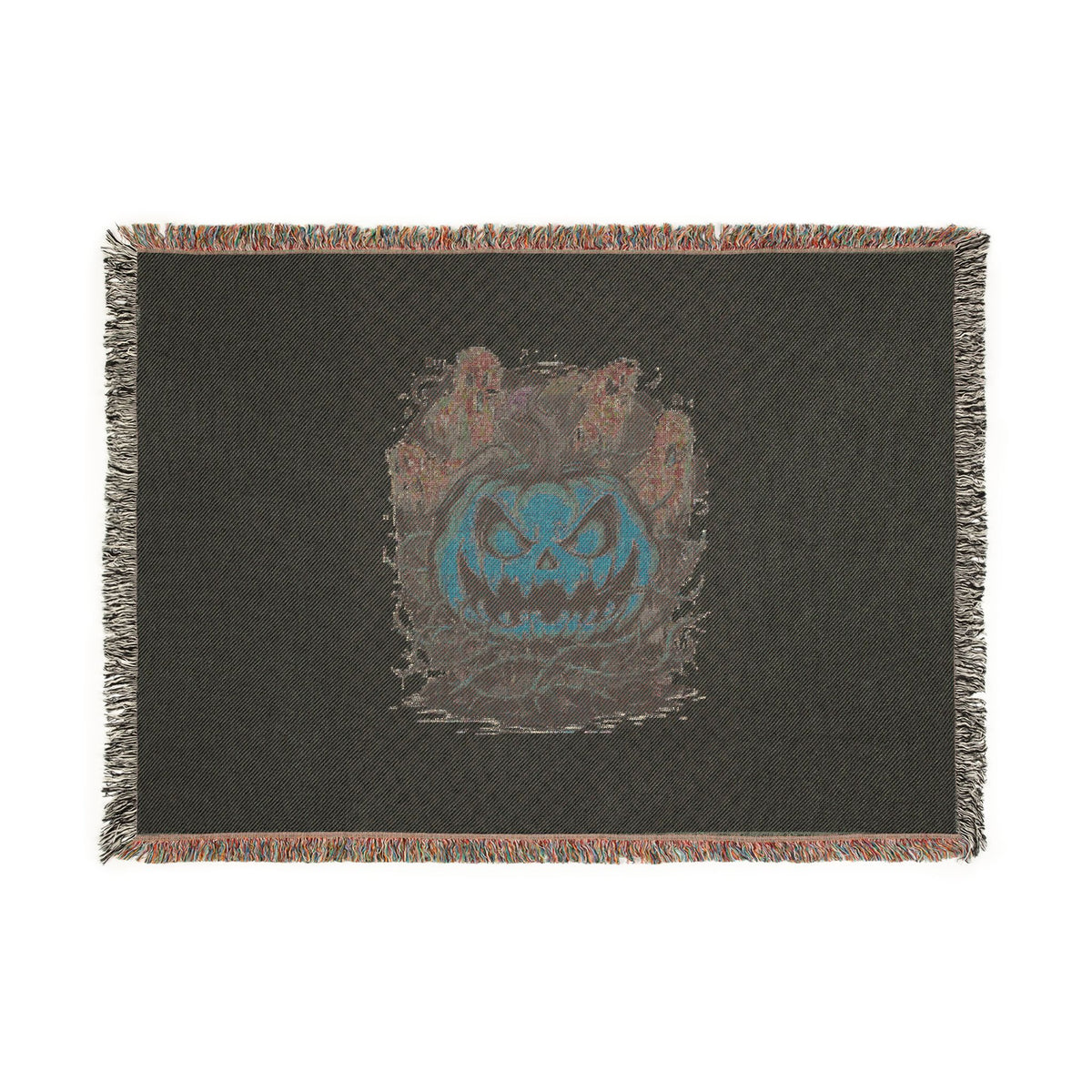 Halloween Jack-o'-Lantern Woven Blanket — Spooky Autumn Throw for Fall Décor