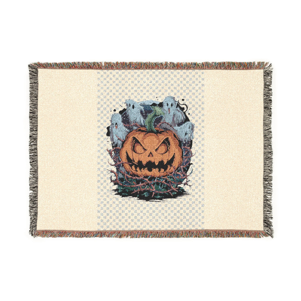 Halloween Jack-o'-Lantern Woven Blanket — Spooky Autumn Throw for Fall Décor
