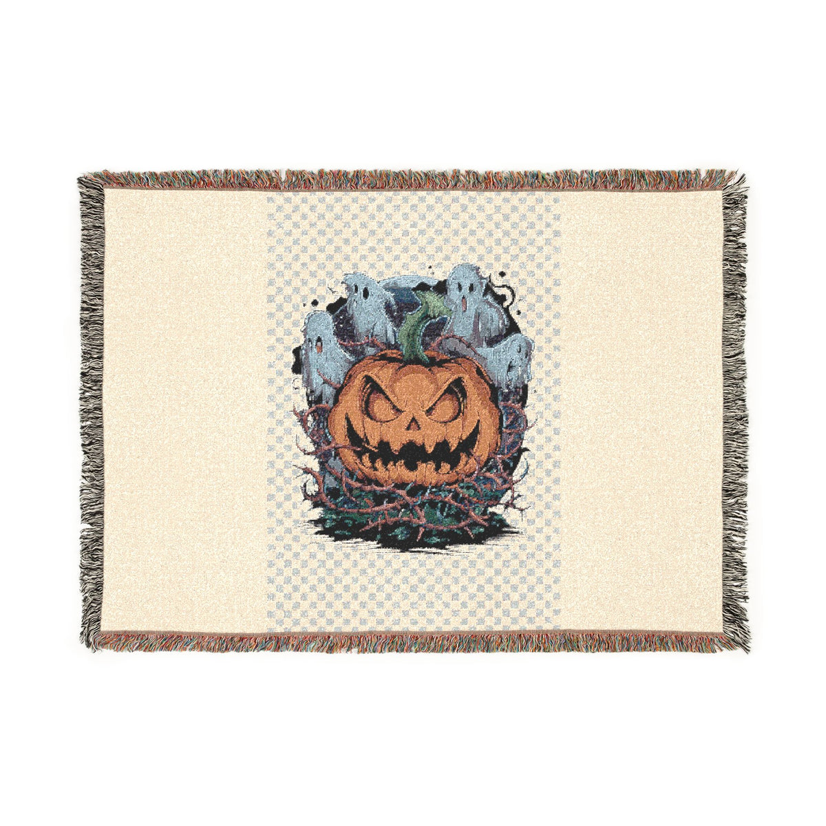 Halloween Jack-o'-Lantern Woven Blanket — Spooky Autumn Throw for Fall Décor