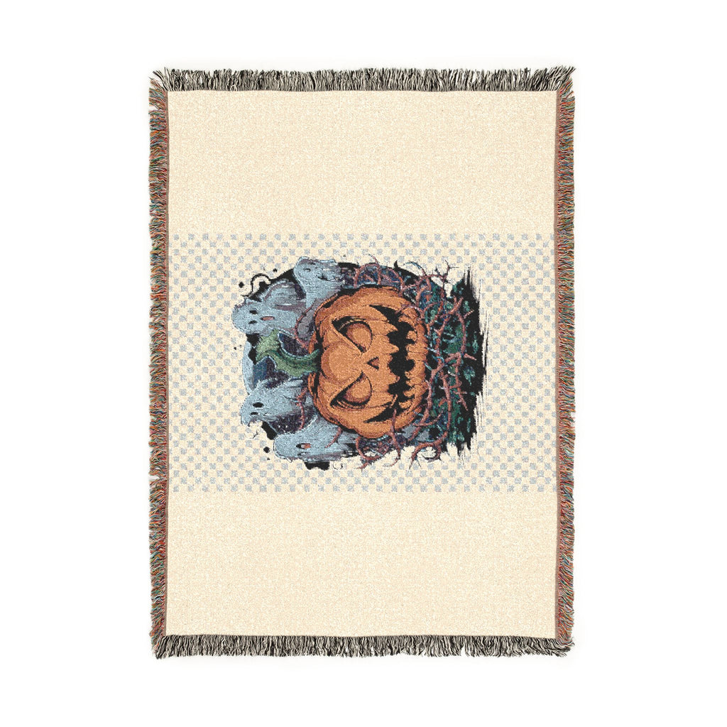 Halloween Jack-o'-Lantern Woven Blanket — Spooky Autumn Throw for Fall Décor