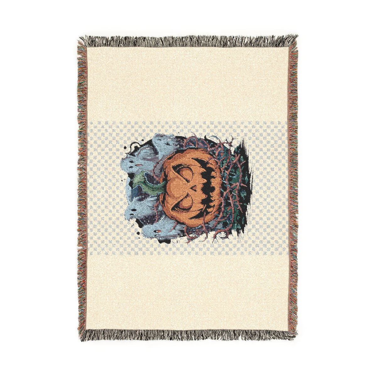 Halloween Jack-o'-Lantern Woven Blanket — Spooky Autumn Throw for Fall Décor